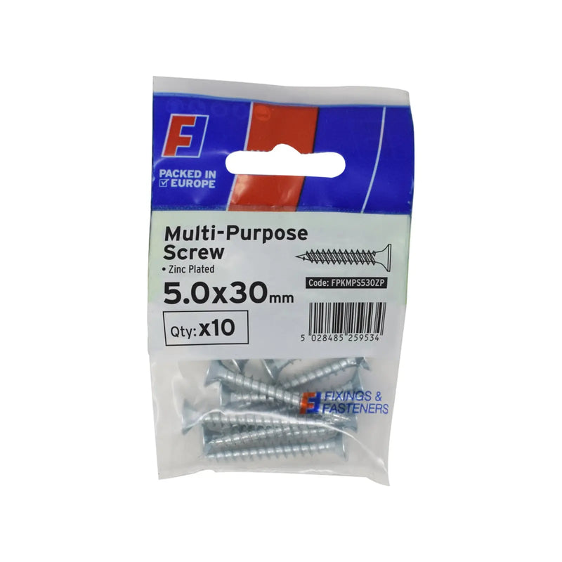 ForgePack Multi-Purpose Screw 10 per Pk ZP 5.0x30mm (S)