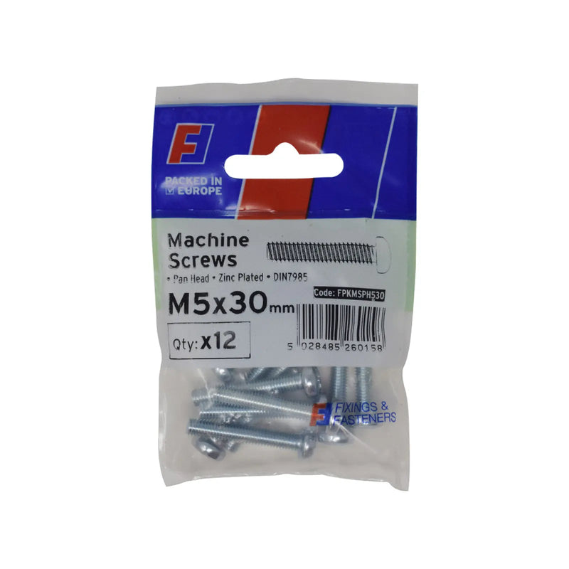 ForgePack Machine Screw Pan Hd 12 per Pk M5x30 (S)