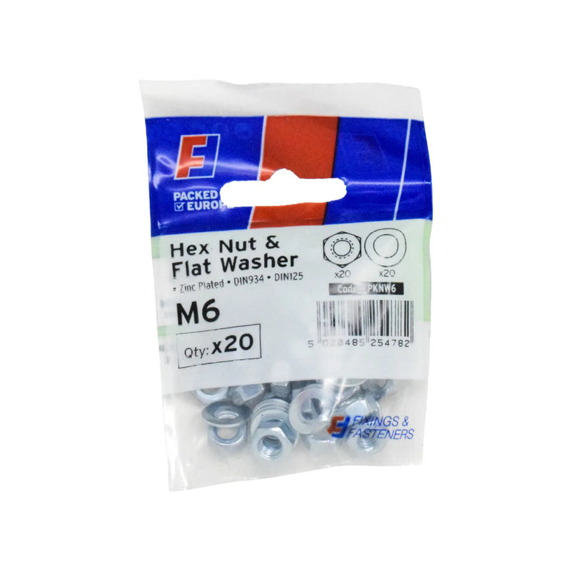 ForgePack Nut & Washer 20 per Pk M6 ZP (S)