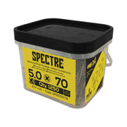Spectre Woodscrew 5.0x70mm Tub 1250 Yellow Zinc & x4 bits