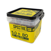 Spectre Woodscrew 5.0x80mm Tub 400 Yellow Zinc