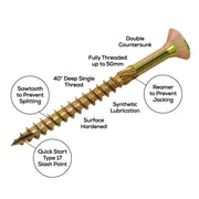 Spectre Woodscrew 6.0x80mm Bx 100 Yellow Zinc