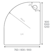 Pure Baths ALPHA LH 1200MM X 900MM QUADRANT SHOWER    TRAY 55