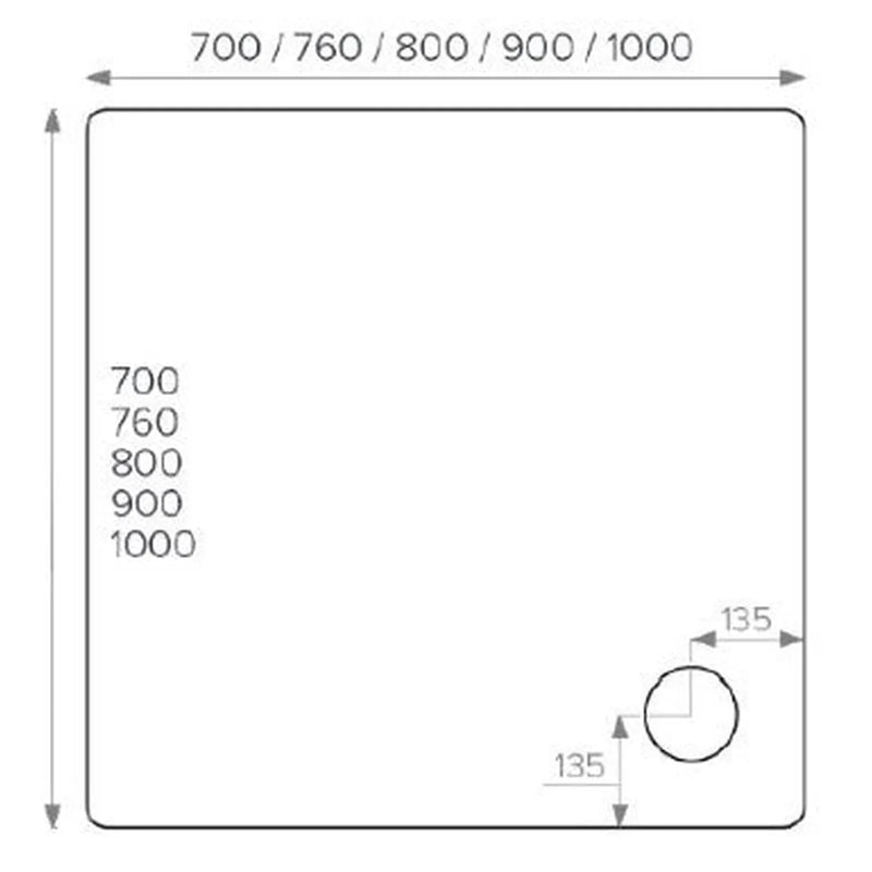 Pure Baths ALPHA 760MM X 760MM ANTI-SLIP SHOWER TRAY