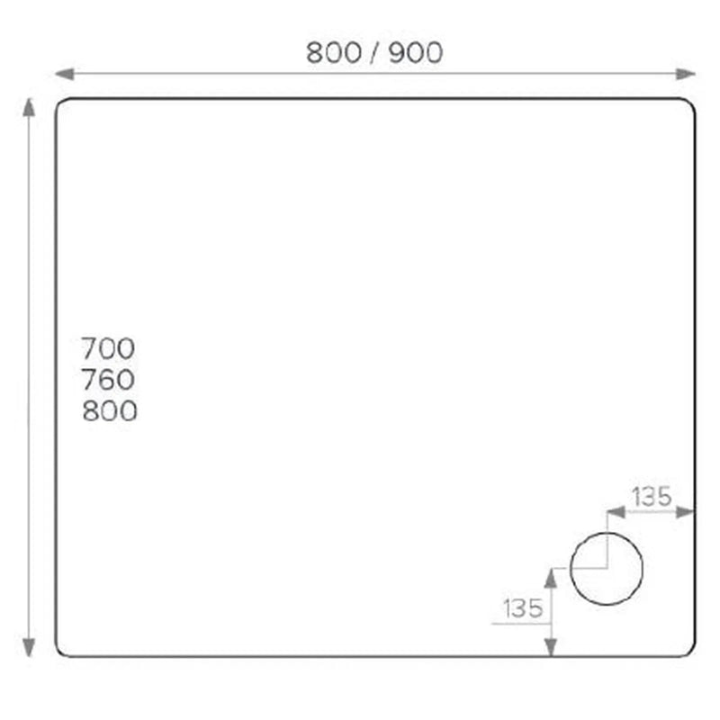 Pure Baths ALPHA 900MM X 760MM ANTI-SLIP SHOWER TRAY