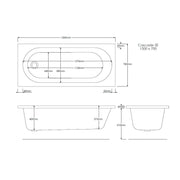 Pure Baths Excel 1500mm x 700mm Single Ended Bath