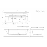 Pure Baths Tide 1700mm x 850mm Right Handed L Shaped Bath