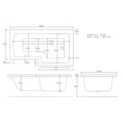 Pure Baths Tide 1500mm x 850mm Right Handed L Shaped Bath