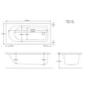 Pure Baths Nova Geode 1600mm x 700mm Single Ended Bath