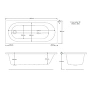 Pure Baths Excel Geode 1800mm x 800mm Single Ended Bath