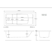 Pure Baths Pinnacle Geode 1700mm x 700mm Single Ended Bath