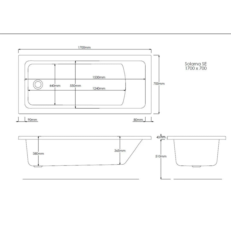 Pure Baths Pinnacle Geode 1700mm x 700mm Single Ended Bath