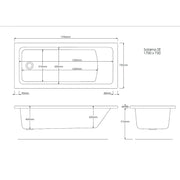 Pure Baths Pinnacle Geode 1700mm x 750mm Single Ended Bath