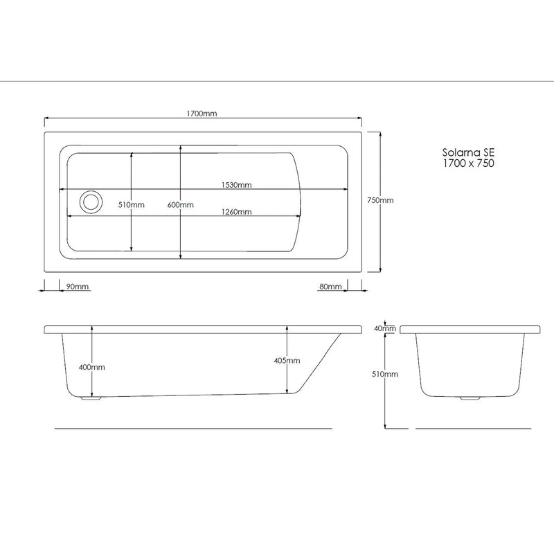 Pure Baths Pinnacle Geode 1700mm x 750mm Single Ended Bath