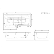 Pure Baths Tide Geode 1700mm x 850mm Left Handed L Shaped Bath