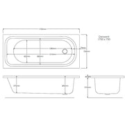 Pure Baths Saxon 1700mm x 700mm Gripped Bath