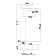 Pure Baths CHI CHROME TALL MONO BASIN MIXER FOR       COUNTER