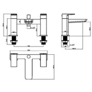 Pure Baths CHI CHROME BATH SHOWER MIXER 2TH INCL.     SLIDE RAIL & HEAD / WAND. NO BATH WA