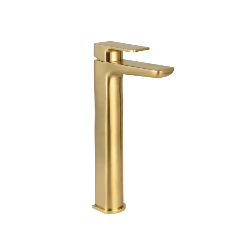 Pure Baths CHI BRUSHED BRASS PVD TALL MONO BASIN      MIXER FOR COUNTERTOP BASINS