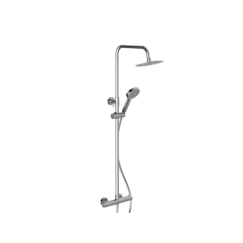 Pure Baths Oasis Column Shower w/ Rail, Hose & Round Head - Chrome