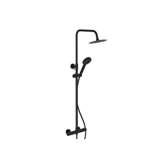 Pure Baths Oasis Electroplated Column Shower w/ Rail, Hose & Round Head - Black