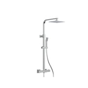 Pure Baths Oasis Column Shower w/ Rail, Hose & Square Head - Chrome