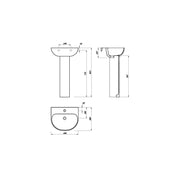 Pure Baths Drift 450mm x 385mm 1 Tap Hole Basin - White