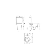 Pure Baths Drift Rimless 400mm x 600mm x 355mm Close Coupled Closed Back WC Pan - White