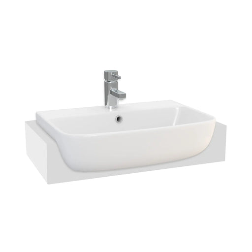 Pure Baths Eclipse 550mm x 395mm Square Semi Recessed 1 Tap Hole Basin