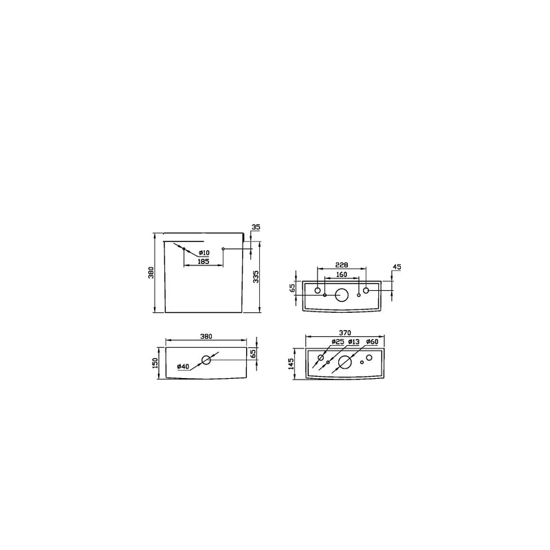 Pure Baths Eclipse Square 380mm x 380mm 6/4L Dual Flush Cistern & Mechanism - White