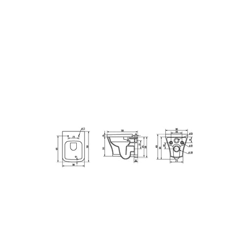 Pure Baths Eclipse Square 315mm x 500mm x 360mm Wall Hung WC Pan - White