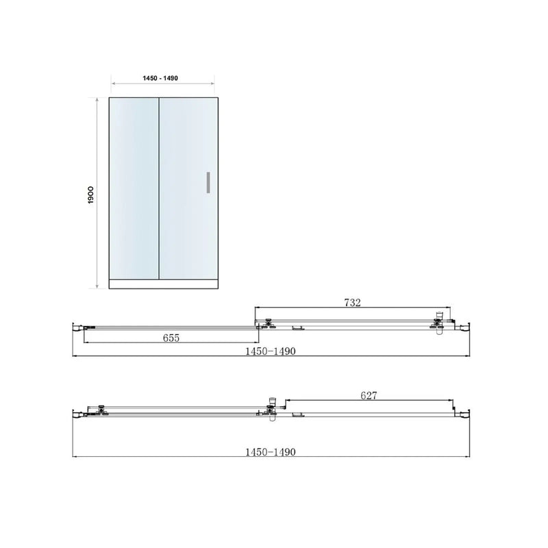 Pure Baths Belmont 6mm x 1500mm Sliding Shower Door