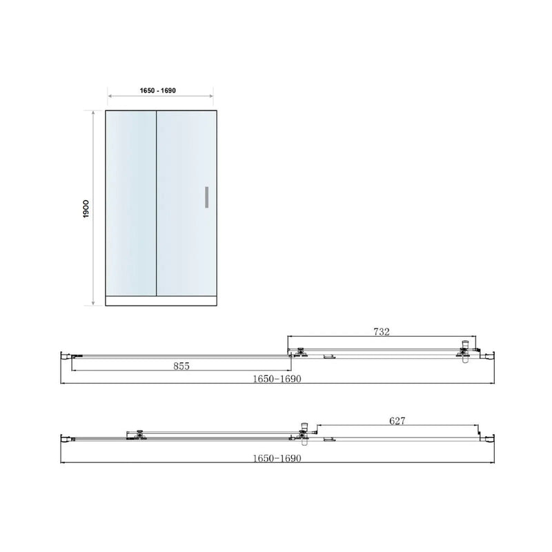 Pure Baths Belmont 6mm x 1700mm Sliding Shower Door