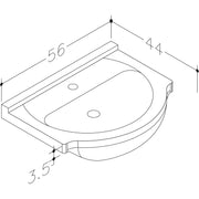 Pure Baths Echo 560mm 1 Tap Hole Ceramic Washbasin