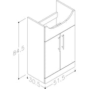 Pure Baths Echo 515mm x 845mm x 305mm 2 Door Floorstanding Vanity Unit w/ Handles Included - Gloss White