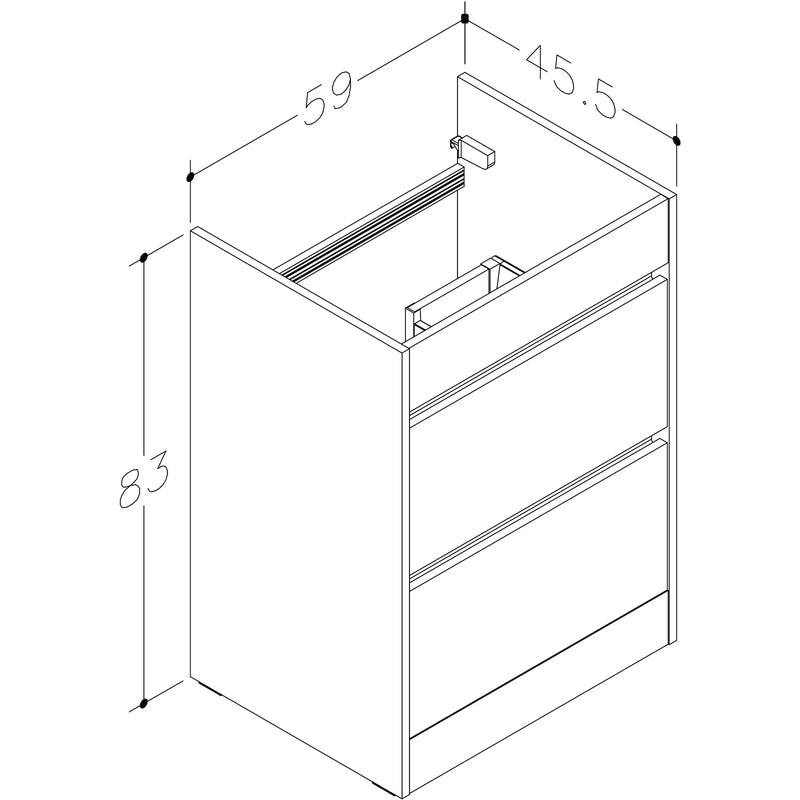 Pure Baths Thalia 590mm x 830mm x 455mm 2 Drawer Floorstanding Vanity Unit - Matt White