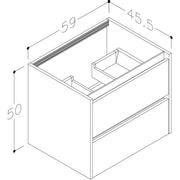 Pure Baths Thalia 590mm x 500mm x 455mm 2 Drawer Wall Mounted Vanity Unit - Matt White