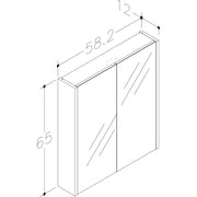 Pure Baths Thalia 580mm x 650mm 2 Door Mirror Cabinet w/ Glass Shelves - Matt White