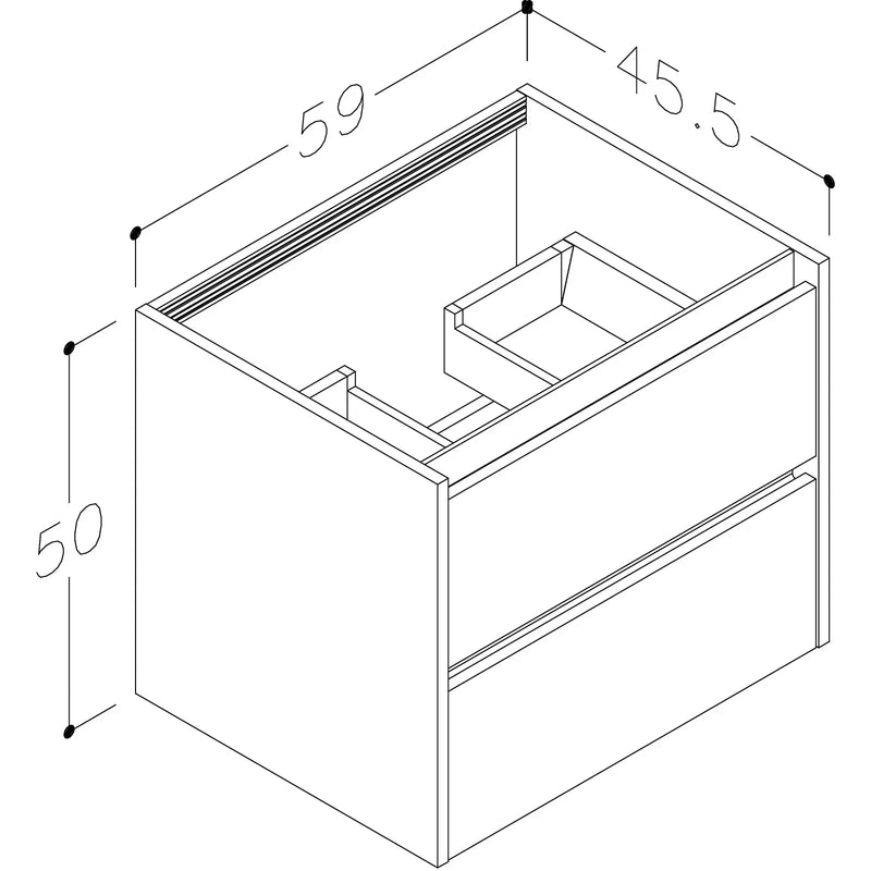 Pure Baths Thalia 590mm x 500mm x 455mm 2 Drawer Wall Mounted Vanity Unit - Savannah Green