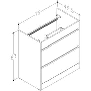 Pure Baths Thalia 790mm x 830mm x 455mm 2 Drawer Floorstanding Vanity Unit - Matt Grey
