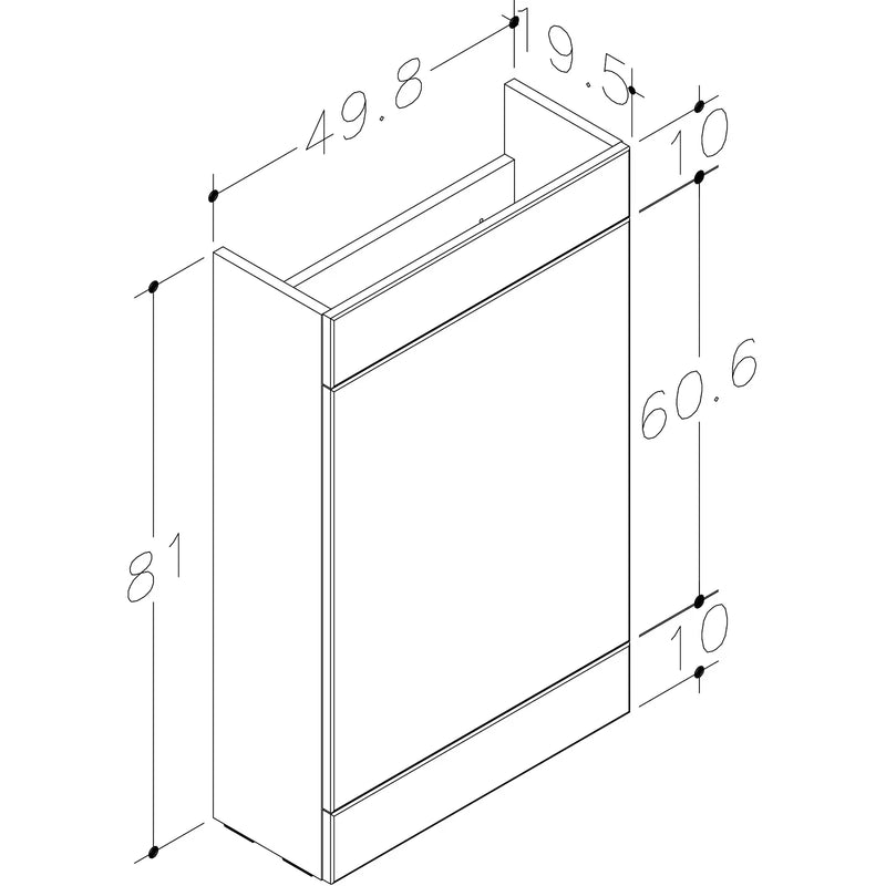 Pure Baths Thalia 500mm x 810mm x 200mm WC Unit Only - Matt Grey