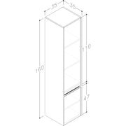 Pure Baths Thalia 1600mm x 350mm x 350mm 2 Door Tall Boy Storage Unit - Matt Grey