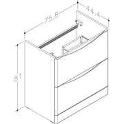 Pure Baths Isle 758mm x 810mm x 444mm 2 drawer Floorstanding Vanity Unit - Matt White