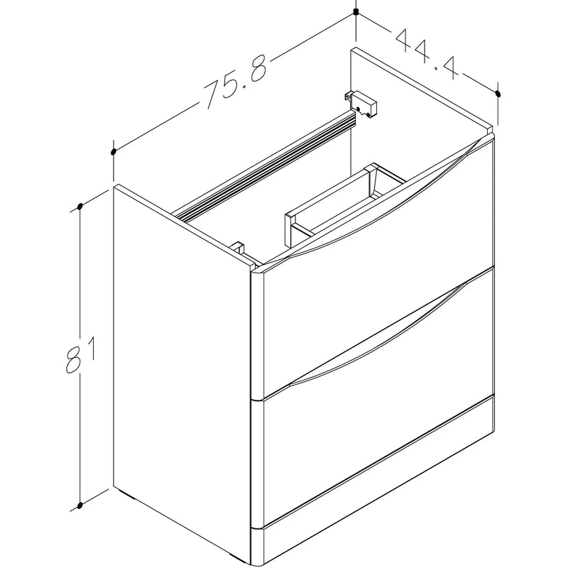 Pure Baths Isle 758mm x 810mm x 444mm 2 drawer Floorstanding Vanity Unit - Matt White