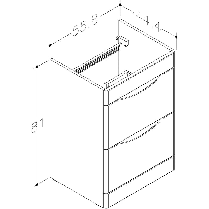 Pure Baths Isle 558mm x 810mm x 444mm 2 drawer Floorstanding Vanity Unit - Savannah Green