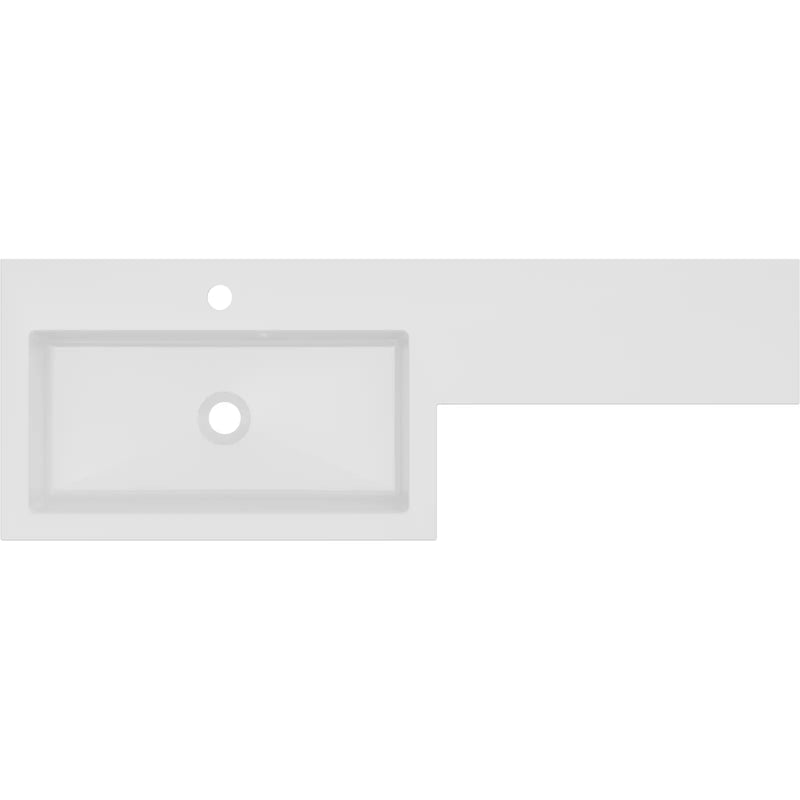 Pure Baths Kingsford 1100mm x 390mm 1 Tap Hole Left Handed L Shape Mineralcast Basin - White
