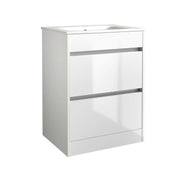Pure Baths Kingsford 598mm x 810mm x 385mm 2 Door Handleless Floorstanding Vanity Unit - Matt White