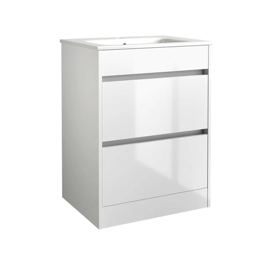 Pure Baths Kingsford 598mm x 810mm x 385mm 2 Door Handleless Floorstanding Vanity Unit - Matt White