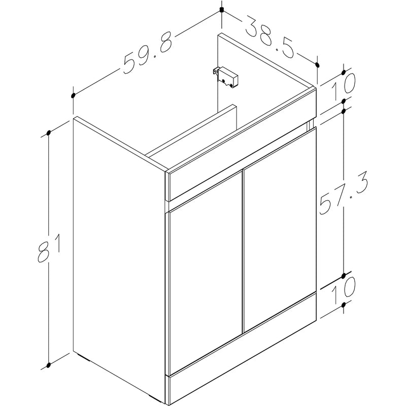 Pure Baths Kingsford 598mm x 810mm x 385mm 2 Door Handleless Floorstanding Vanity Unit - Savannah Green