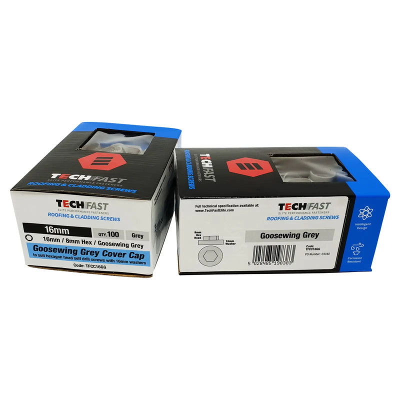 TechFast Cover Cap 19mm Bx 100 Goosewing Grey